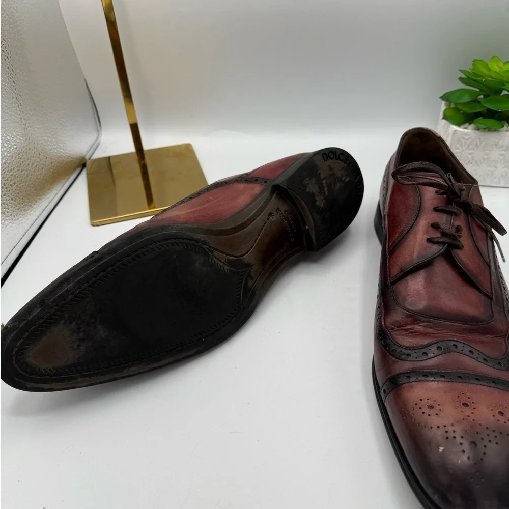Dolce & Gabbana Brown Leather Brogue‎ Lace Up Derby Shoes
